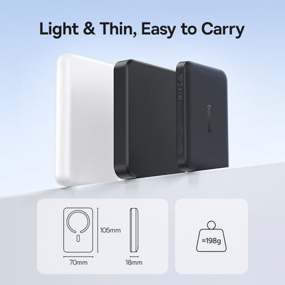 Batterie Externe Sans Fil Baseus EnerFill FM11, 10000mAh, 30W, PD + FQI, 1 x QI - 1 x USB-C, Noire