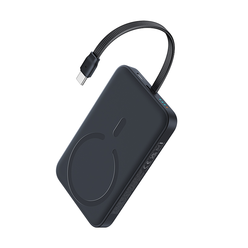 Baseus EnerFill FM11 kabellose Powerbank, 10000 mAh, 30 W, PD + FQI, 1 x Qi – 2 x USB-C, Schwarz E0028904