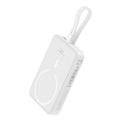 Externer Akku Wireless Baseus Magnetic Mini, 10000mAh, 20W, PD + FQI, 1 x Lightning - 1 x QI - 1 x USB-C, Weiß P10022109223-00
