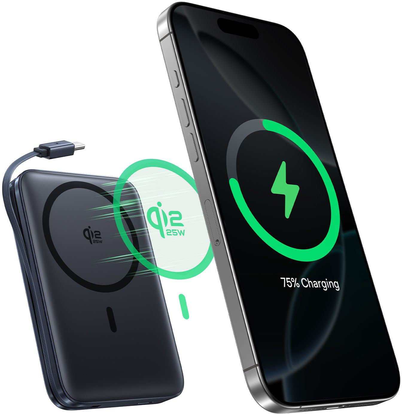 Batterie Externe Sans Fil Baseus PicoGo AM61, 10000mAh, 45W, PD + FQI, 1 x QI - 2 x USB-C, Noire E0028V00