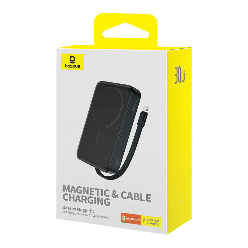 Batterie Externe Sans Fil Baseus Magnetic Mini, 10000mAh, 30W, PD + FQI, 1 x QI - 2 x USB-C, Noire P1002210B113-00