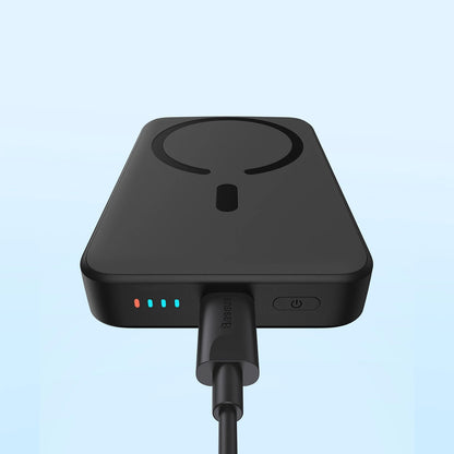 Externer Wireless Akku Baseus Magnetic Mini, 10000mAh, 20W, PD + FQI, 1 x QI - 1 x USB-C, Schwarz PPCX070001