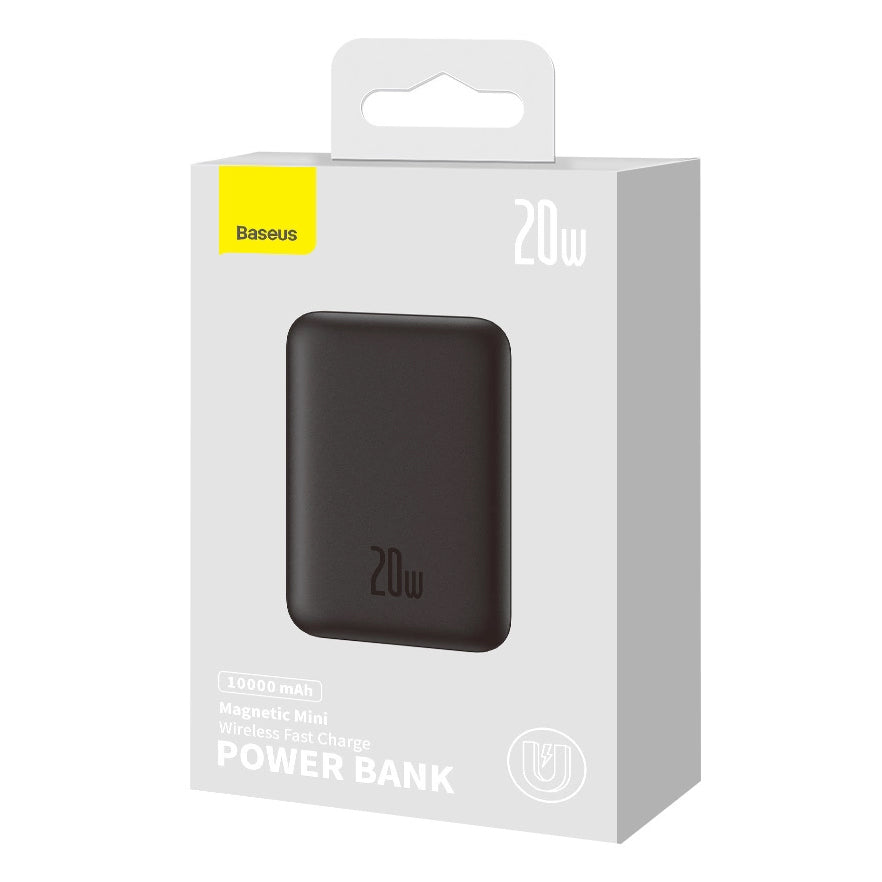 Externer Wireless Akku Baseus Magnetic Mini, 10000mAh, 20W, PD + FQI, 1 x QI - 1 x USB-C, Schwarz PPCX070001
