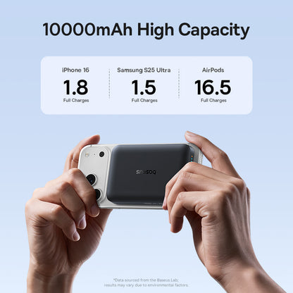 Batterie Externe Sans Fil Baseus EnerFill FM11, 10000mAh, 30W, PD + FQI, 1 x QI - 1 x USB-C, Noire