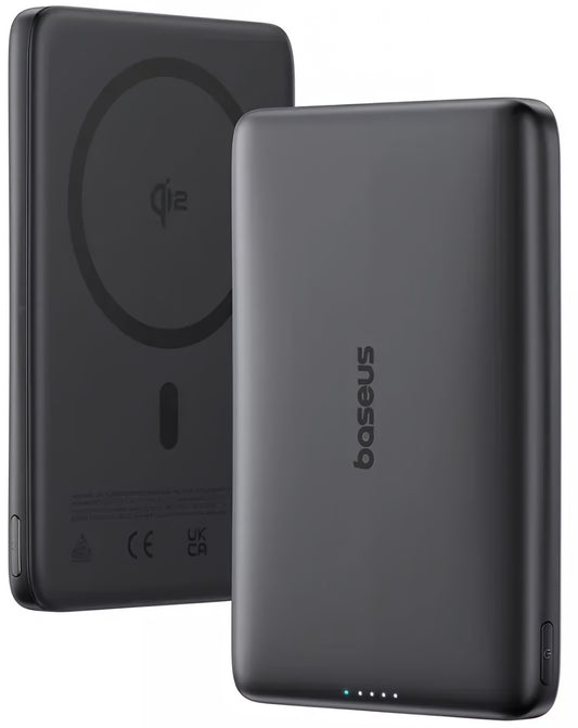 Externer Wireless-Akku Baseus PicoGo AM41, 10000mAh, 27W, PD + FQI, 1 x QI - 1 x USB-C, Schwarz E0027201