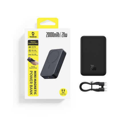 Batterie Externe Sans Fil Baseus EnerFill FM41 Mini, 20000mAh, 20W, PD + FQI, 1 x QI - 1 x USB-C, Noire E0027U00