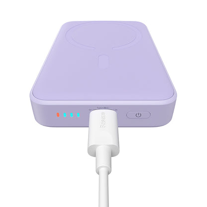 Externer Wireless-Akku Baseus Magnetic Mini, 10000mAh, 20W, PD + FQI, 1 x QI - 1 x USB-C, Lila PPCX110105