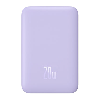 Externer Wireless-Akku Baseus Magnetic Mini, 10000mAh, 20W, PD + FQI, 1 x QI - 1 x USB-C, Lila PPCX110105