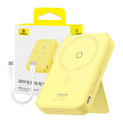 Batterie Externe Sans Fil Baseus MagPro PPCXZ05, 5000mAh, 20W, PD + FQI, 1 x QI - 1 x USB-C, Jaune P10064101Y23-00