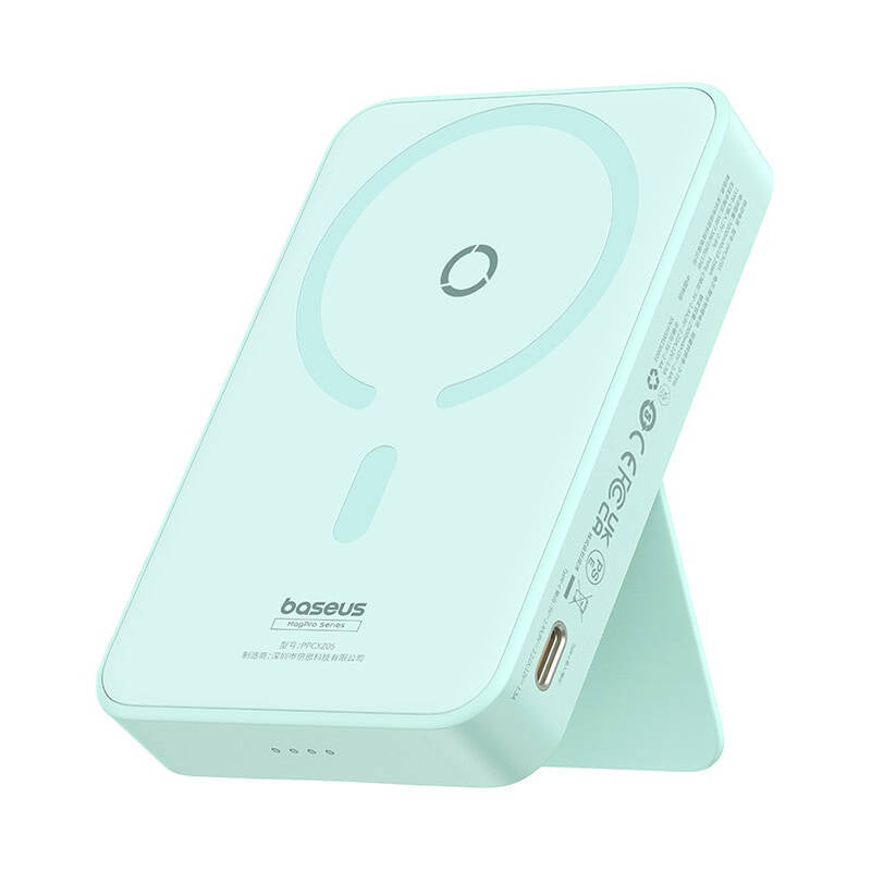 Batterie Externe Sans Fil Baseus MagPro PPCXZ05, 5000mAh, 20W, PD + FQI, 1 x QI - 1 x USB-C, Vert P10064101333-00