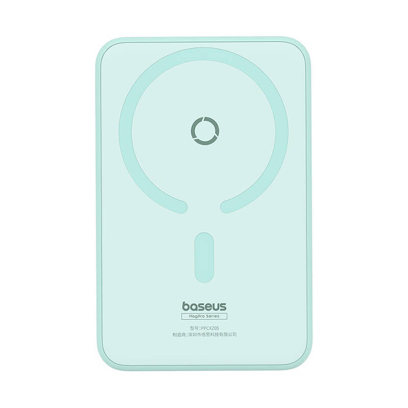 Batterie Externe Sans Fil Baseus MagPro PPCXZ05, 5000mAh, 20W, PD + FQI, 1 x QI - 1 x USB-C, Vert P10064101333-00