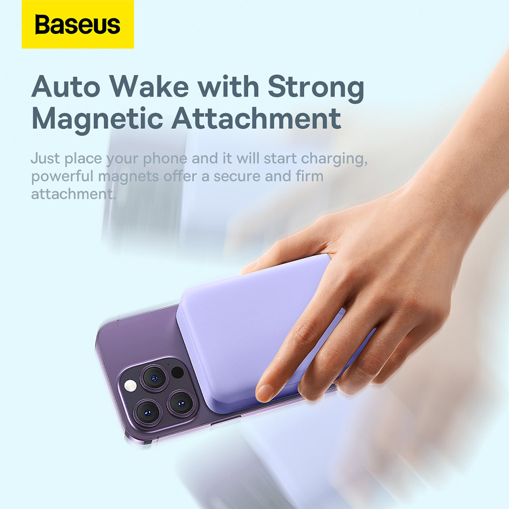 Batterie Externe Sans Fil Baseus Magnetic Mini, 20000mAh, 20W, PD + FQI, 1 x QI - 1 x USB-C, Mauve PPCX150005