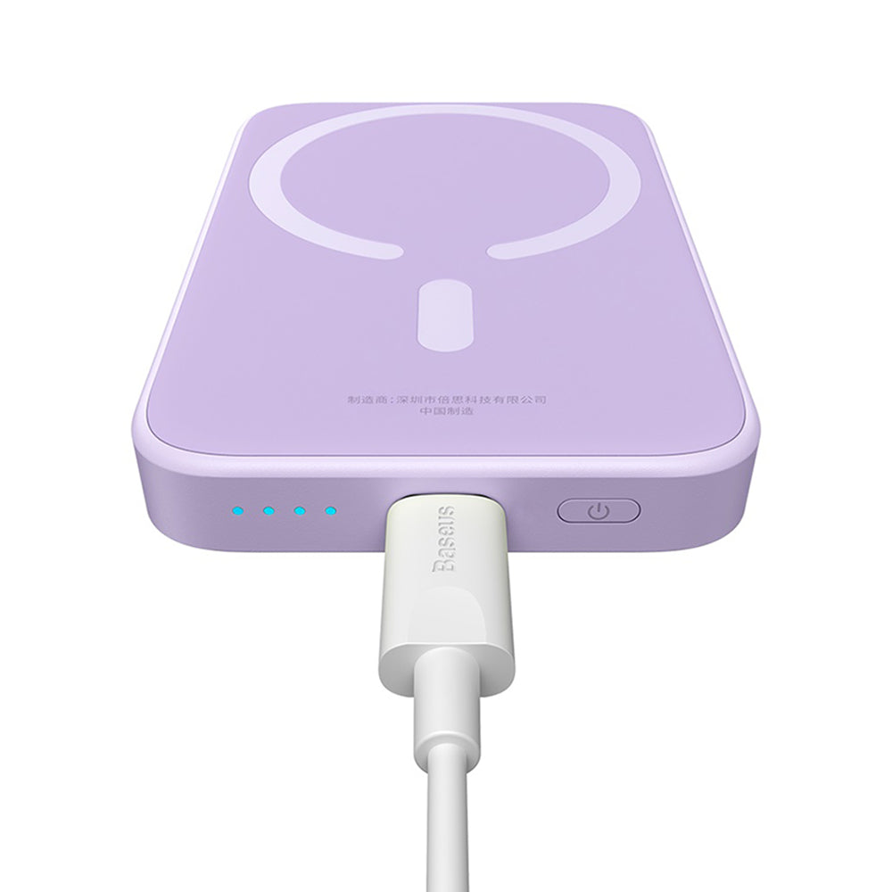 Batterie Externe Sans Fil Baseus Mini Air, 6000mAh, 20W, PD + FQI, 1 x QI - 1 x USB-C, Mauve P10059002513-00