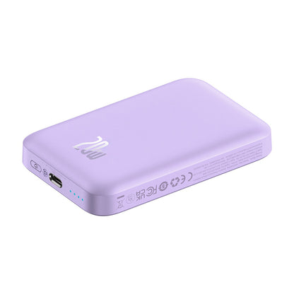 Batterie Externe Sans Fil Baseus Mini Air, 6000mAh, 20W, PD + FQI, 1 x QI - 1 x USB-C, Mauve P10059002513-00