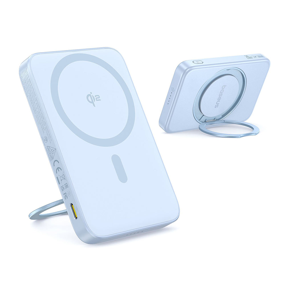 Externer Wireless-Akku Baseus PicoGo, 5000mAh, 20W, PD + FQI, 1 x QI - 1 x USB-C, Blau P10076800313-00