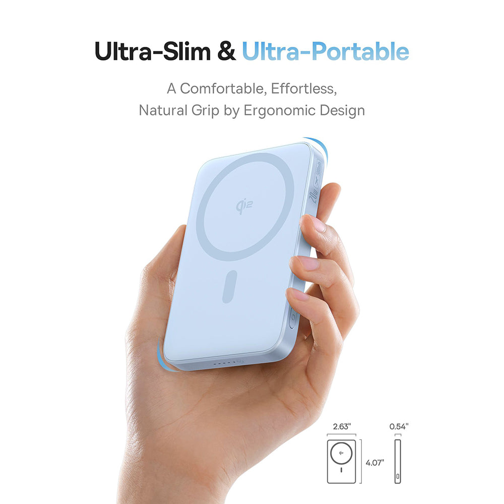 Externer Wireless-Akku Baseus PicoGo, 5000mAh, 20W, PD + FQI, 1 x QI - 1 x USB-C, Blau P10076800313-00