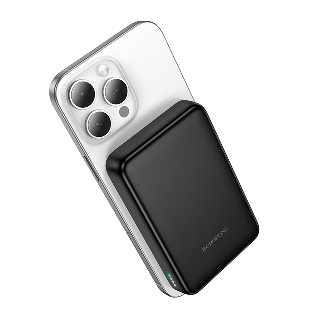 Externer Wireless-Akku Borofone BJ82A Dawn, 10000mAh, 22.5W, QC + PD + FQI, 1 x QI - 1 x USB-A - 1 x USB-C, Schwarz