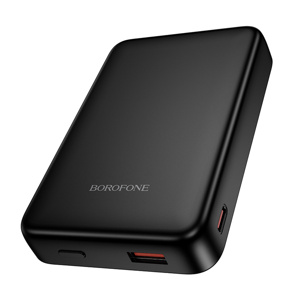 Externer Wireless-Akku Borofone BJ82A Dawn, 10000mAh, 22.5W, QC + PD + FQI, 1 x QI - 1 x USB-A - 1 x USB-C, Schwarz