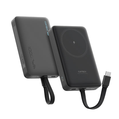Batterie Externe Sans Fil Cuktech WPB100L, 10000mAh, 22,5W, PD + FQI, 1 x QI - 2 x USB-C, Noire CKWPB100LGLBK