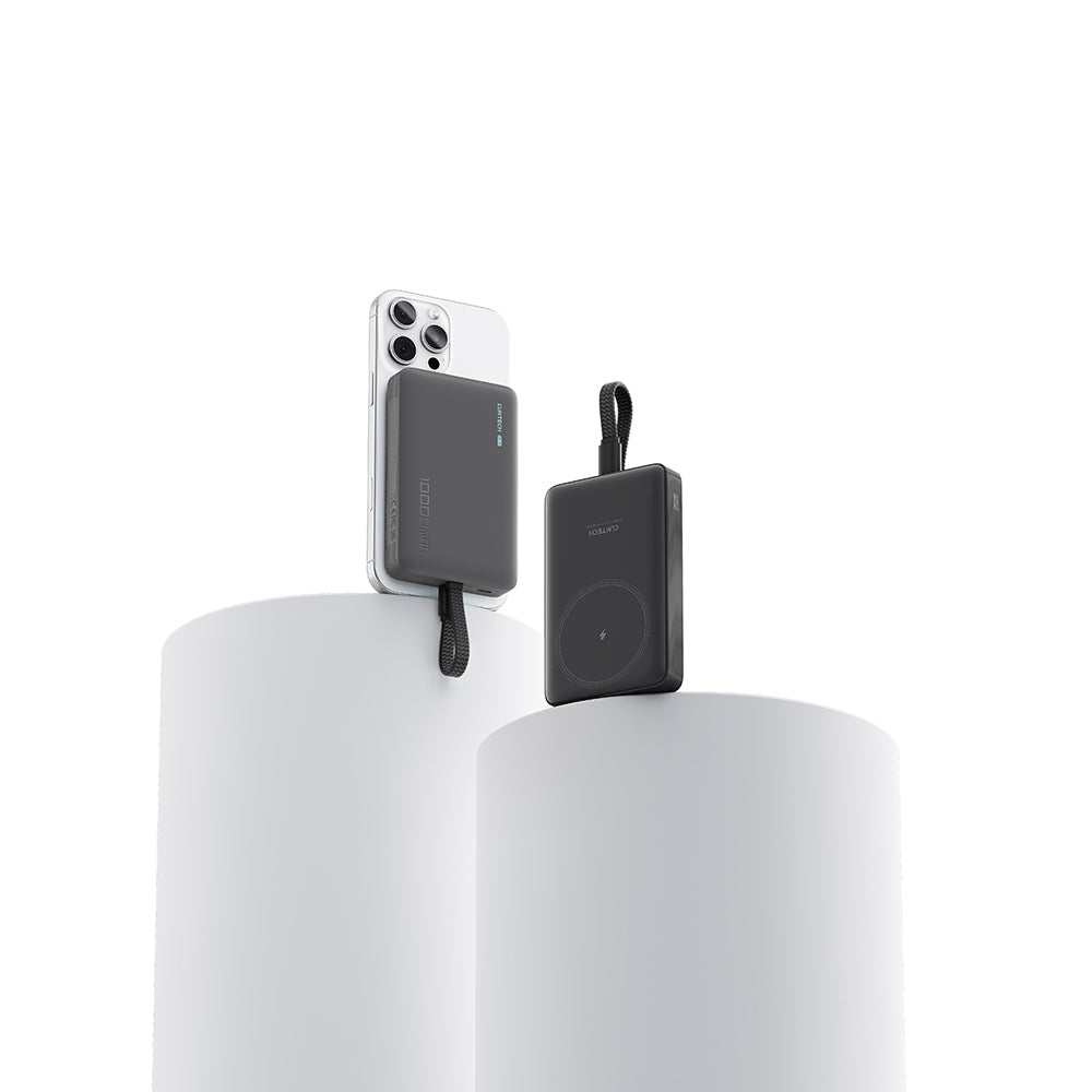 Batterie Externe Sans Fil Cuktech WPB100L, 10000mAh, 22,5W, PD + FQI, 1 x QI - 2 x USB-C, Noire CKWPB100LGLBK
