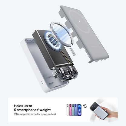 Batterie Externe Sans Fil Cuktech WPB100N, 10000mAh, 20W, PD + FQI, 1 x QI - 1 x USB-C, Blanche CKWPB100NGLGR