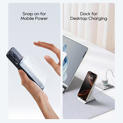 Batterie Externe Sans Fil Cuktech WPB100N, 10000mAh, 20W, PD + FQI, 1 x QI - 1 x USB-C, Blanche CKWPB100NGLGR