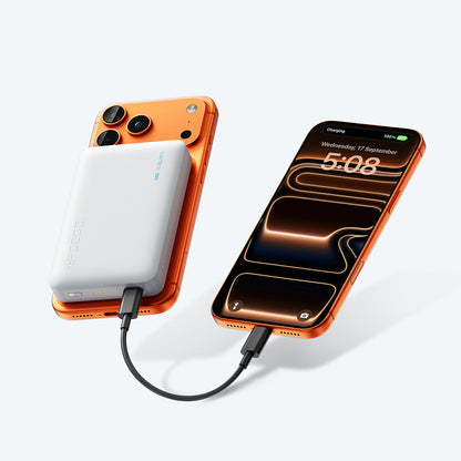 Batterie Externe Sans Fil Cuktech WPB100N, 10000mAh, 20W, PD + FQI, 1 x QI - 1 x USB-C, Blanche CKWPB100NGLGR