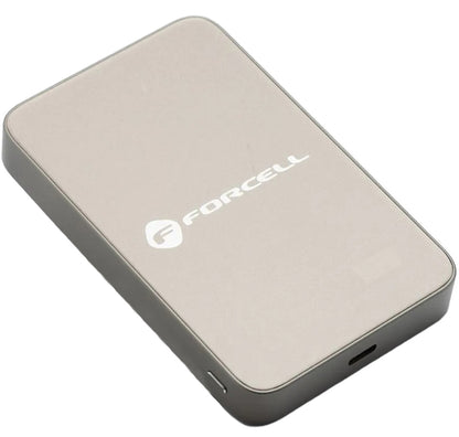 Batterie Externe Sans Fil Forcell F5K8, 5000mAh, 15W, PD + FQI, 1 x QI - 1 x USB-C, Dorée