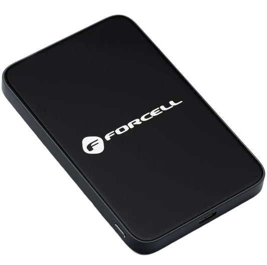Externer Wireless-Akku Forcell F5K8, 5000mAh, 15W, PD + FQI, 1 x QI - 1 x USB-C, Schwarz
