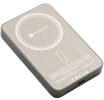 Batterie Externe Sans Fil Forcell F5K8, 5000mAh, 15W, PD + FQI, 1 x QI - 1 x USB-C, Dorée