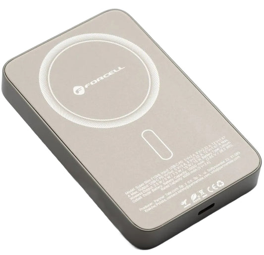 Externer Wireless-Akku Forcell F10K8, 10000mAh, 15W, PD + FQI, 1 x QI - 1 x USB-C, Gold