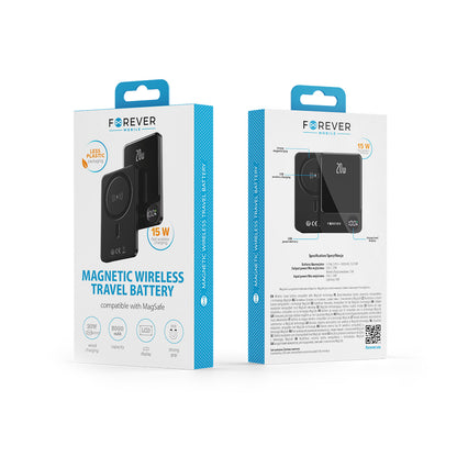 Externer Wireless-Akku Forever MATB-200, 5000mAh, 20W, PD + FQI, 1 x QI - 1 x USB-C, Schwarz
