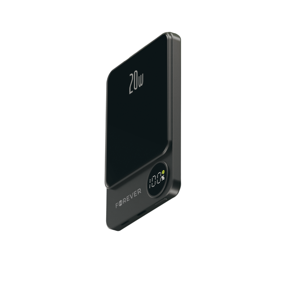 Externer Wireless-Akku Forever MATB-200, 5000mAh, 20W, PD + FQI, 1 x QI - 1 x USB-C, Schwarz
