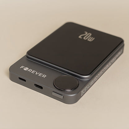 Externer Wireless-Akku Forever MATB-200, 5000mAh, 20W, PD + FQI, 1 x QI - 1 x USB-C, Schwarz
