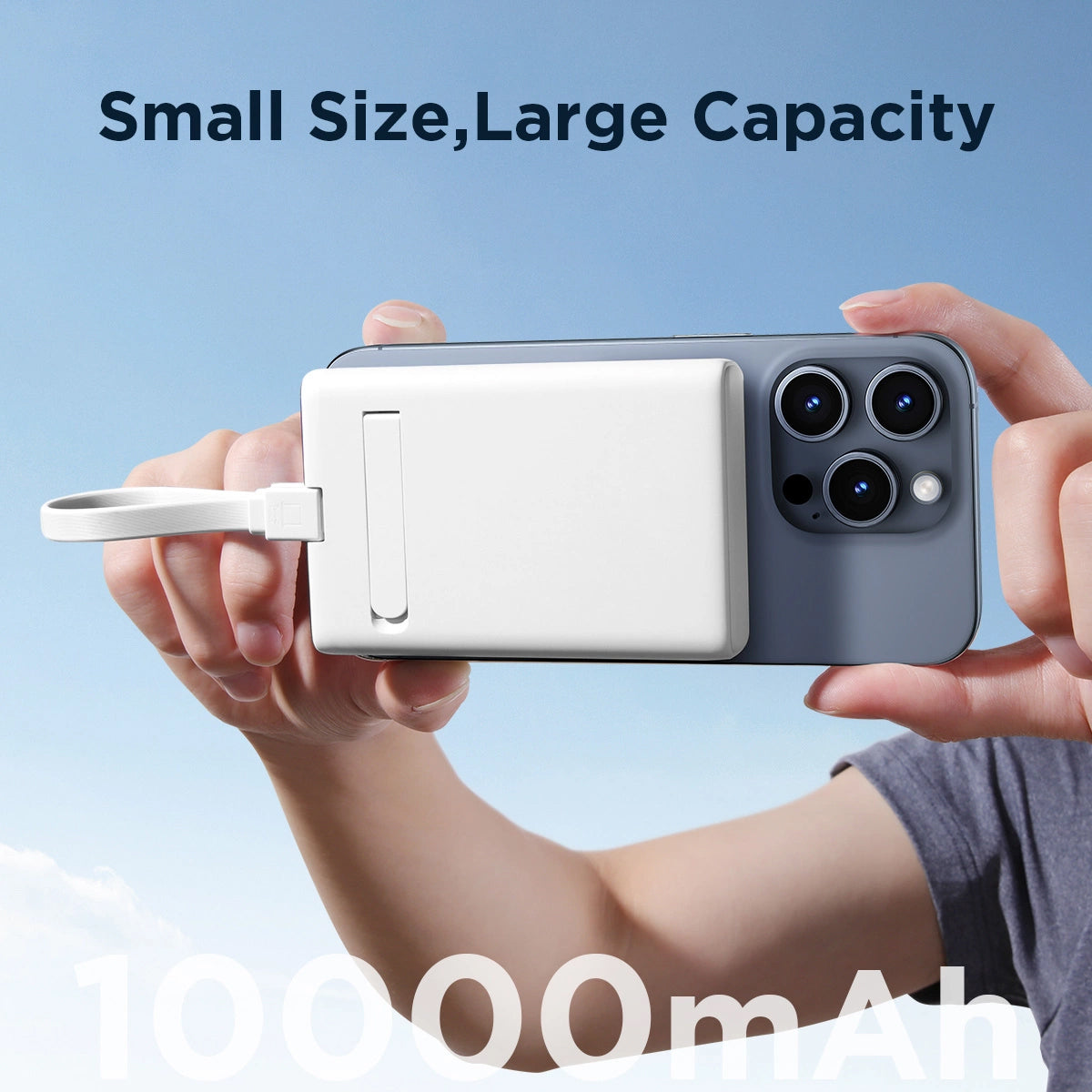 Batterie Externe Sans Fil Joyroom JR-PBM01, 10000mAh, 20W, QC + PD + FQI, 1 x Lightning - 1 x QI - 1 x USB-C, Blanche