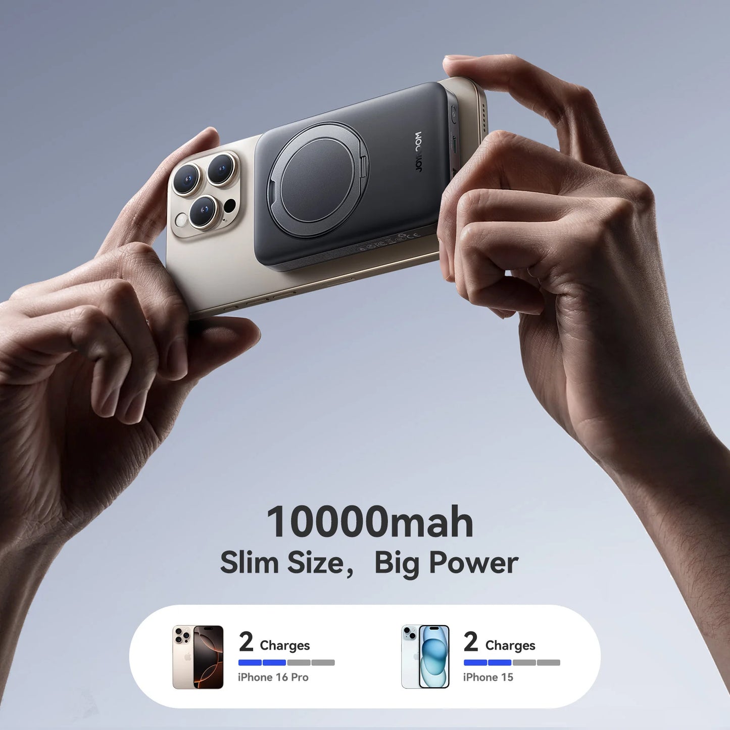 Batterie Externe Sans Fil Joyroom JR-PBM12, 10000mAh, 22.5W, QC + PD + FQI, 1 x QI - 1 x USB-A - 1 x USB-C, Noire