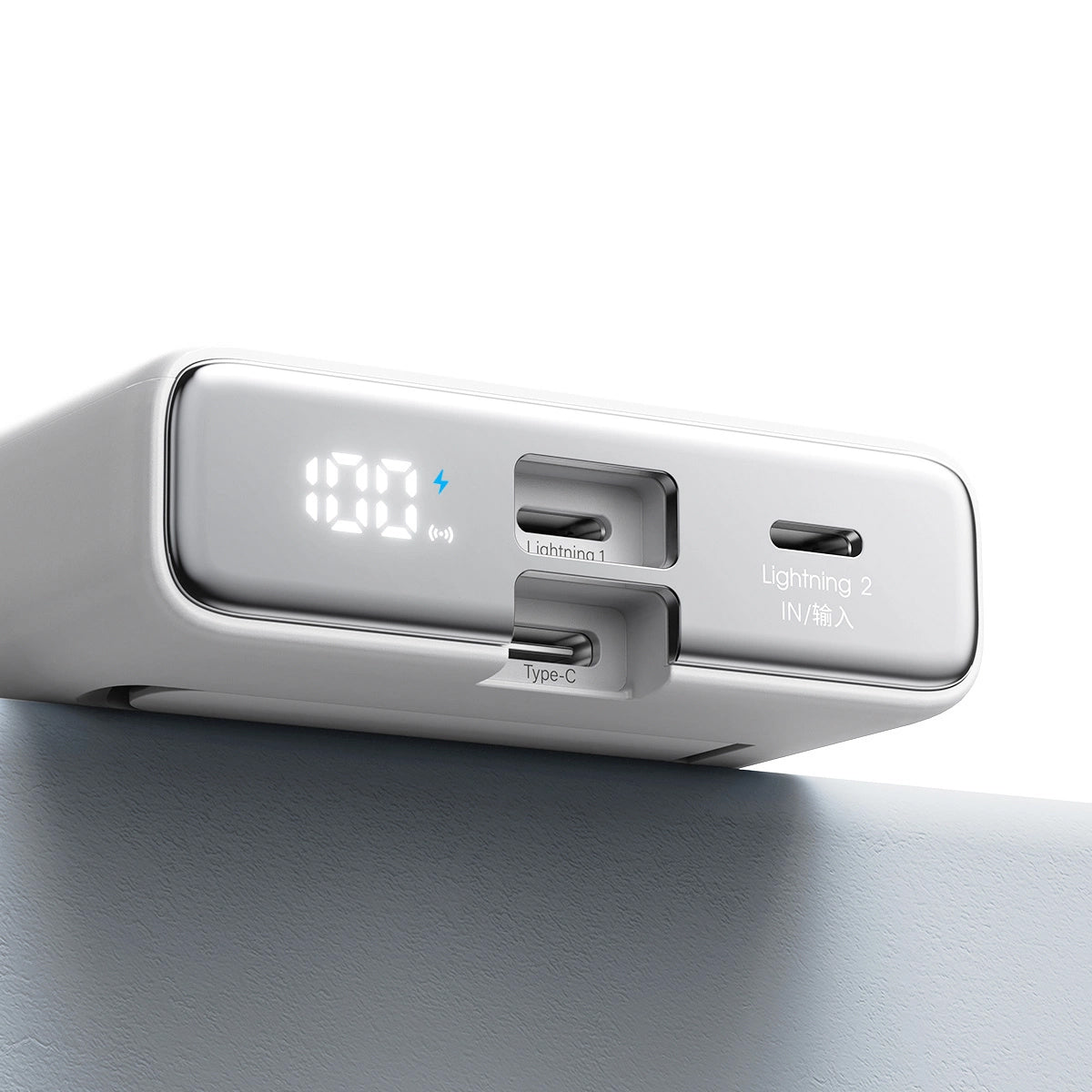 Batterie Externe Sans Fil Joyroom JR-PBM01, 10000mAh, 20W, QC + PD + FQI, 1 x Lightning - 1 x QI - 1 x USB-C, Blanche