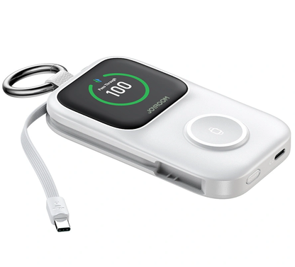 Batterie Externe Sans Fil Joyroom JR-W19, 5000mAh, 20W, QC + PD, 1 x Lightning - 1 x QI - 2 x USB-C, Blanche