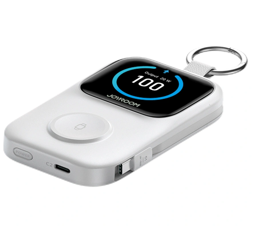 Batterie Externe Sans Fil Joyroom JR-W19, 5000mAh, 20W, QC + PD, 1 x Lightning - 1 x QI - 2 x USB-C, Blanche