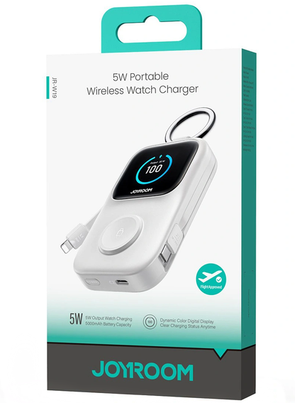 Batterie Externe Sans Fil Joyroom JR-W19, 5000mAh, 20W, QC + PD, 1 x Lightning - 1 x QI - 2 x USB-C, Blanche