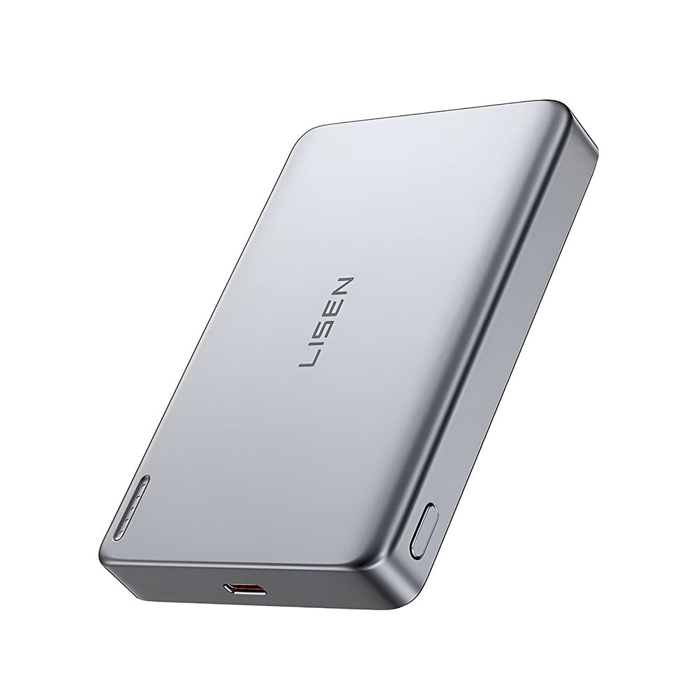 Wireless Externe Batterie Lisen L601 Pro, 10000mAh, 27W, PD + FQI, 1 x QI - 1 x USB-C, Grau YL0325100009