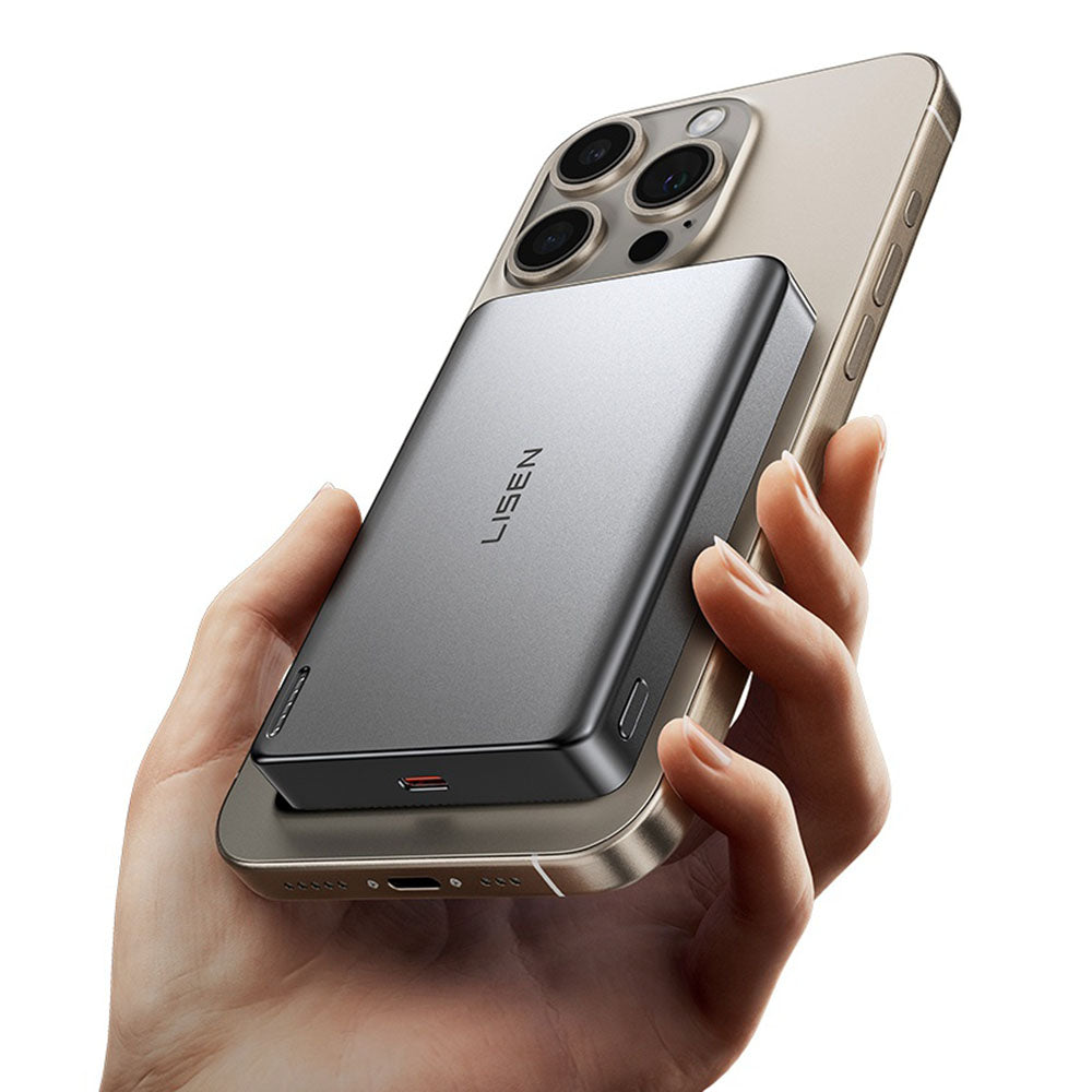 Wireless Externe Batterie Lisen L601 Pro, 10000mAh, 27W, PD + FQI, 1 x QI - 1 x USB-C, Grau YL0325100009