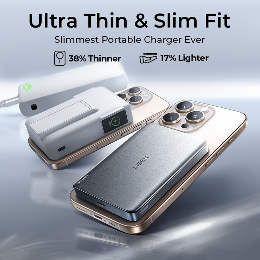 Wireless Externe Batterie Lisen L601 Pro, 10000mAh, 27W, PD + FQI, 1 x QI - 1 x USB-C, Grau YL0325100009