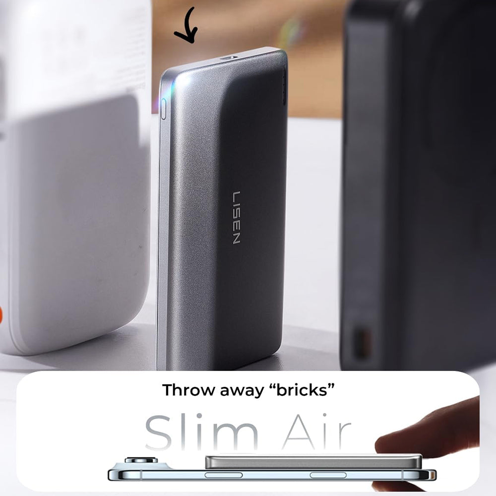 Wireless Externe Batterie Lisen L601 Pro, 5000mAh, 22,5W, PD + FQI, 1 x QI - 1 x USB-C, Grau YL0325090011