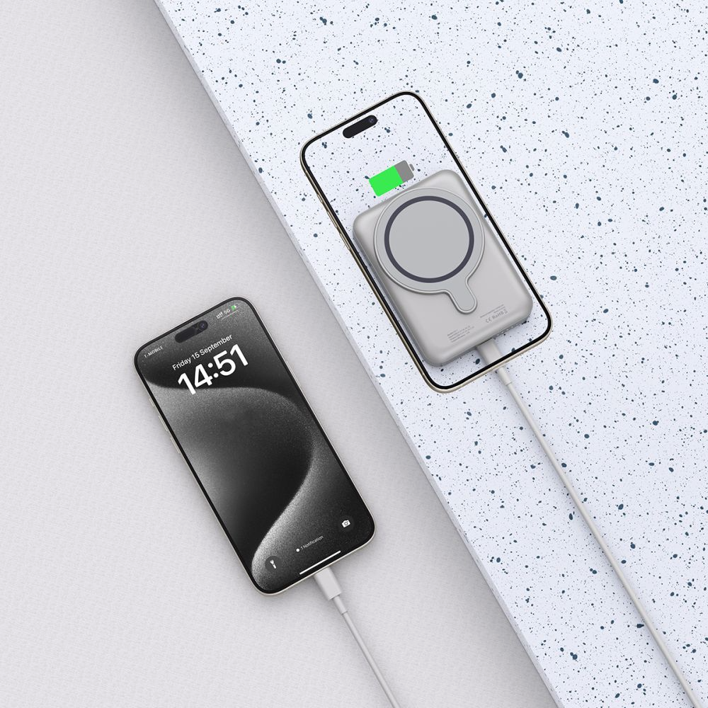 Batterie Externe Sans Fil Tech-Protect PB11 LifeMag, 10000mAh, 15W, PD + FQI, 1 x QI - 1 x USB-C, Gris, Reconditionnée