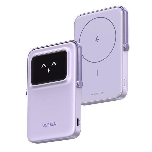 Externer Wireless-Akku UGREEN PB571 Uno, 5000mAh, 20W, PD + FQI, 1 x QI - 1 x USB-C, Lila