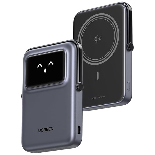 Externer Wireless-Akku UGREEN PB764 Uno, 10000mAh, 20W, PD + FQI, 1 x QI - 1 x USB-C, Grau