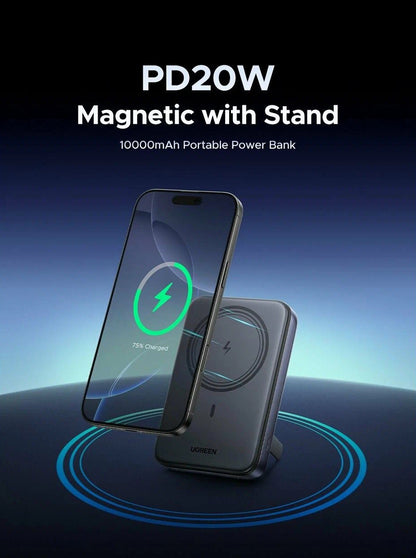 Batterie Externe Sans Fil UGREEN PB562, 10000mAh, 20W, PD + FQI, 1 x QI - 1 x USB-C, Noire