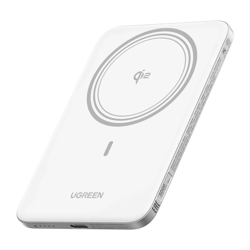 UGREEN PB580 (95931B) Wireless Externe Batterie, 5000mAh, 20W, PD + FQI, 1 x QI - 1 x USB-C, Weiß