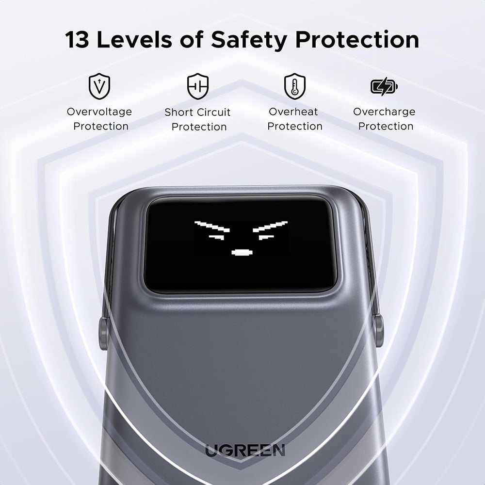 Externer Wireless-Akku UGREEN PB764 Uno, 10000mAh, 20W, PD + FQI, 1 x QI - 1 x USB-C, Grau